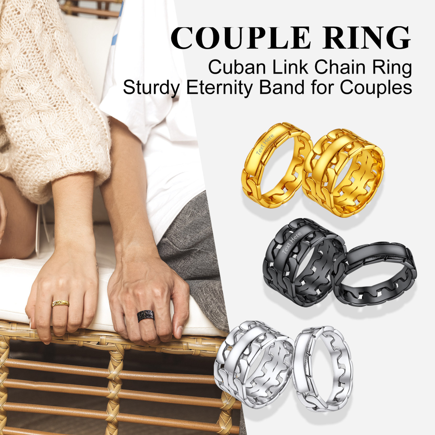 Men Chucky Thumb Stainless Steel Rings Big Fashion Band Ring couple