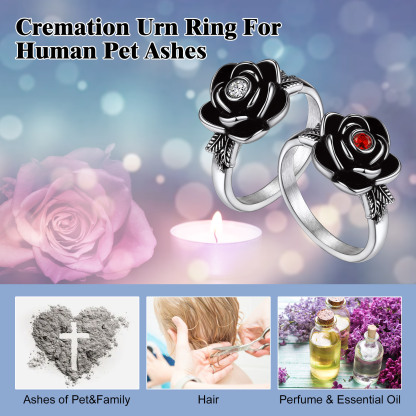 Custom Rose Cremation Urn Ring for Ashes 