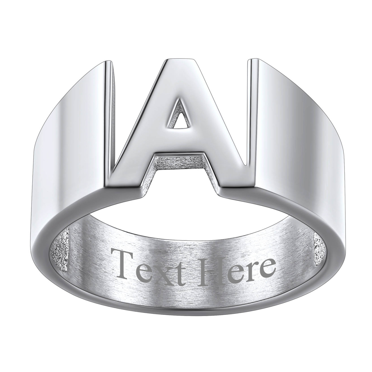 Custom Name Number Signet Rings for Women silver1