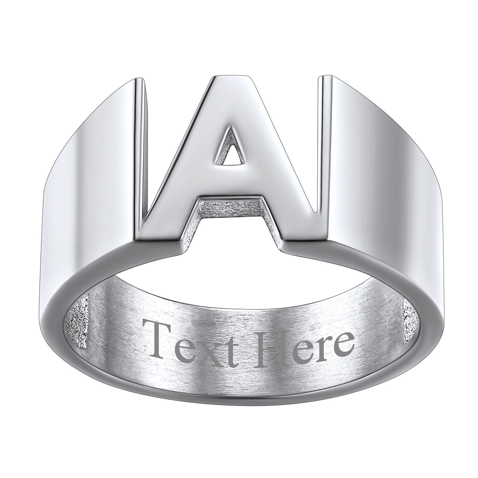 Custom Name Number Signet Rings for Women silver1