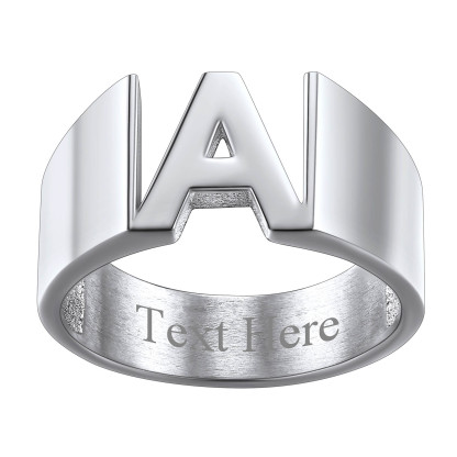 Custom Name Number Signet Rings for Women silver1