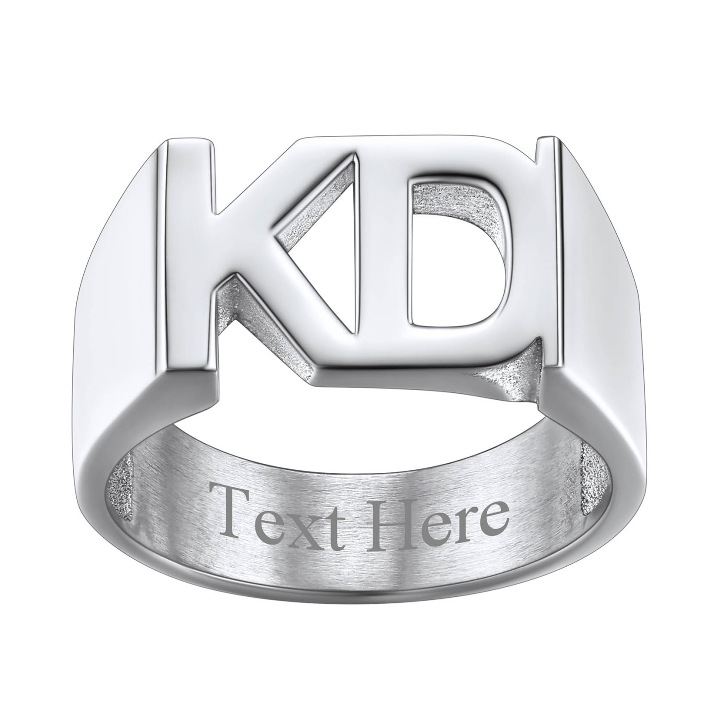 Custom Name Number Signet Rings for Women silver 2