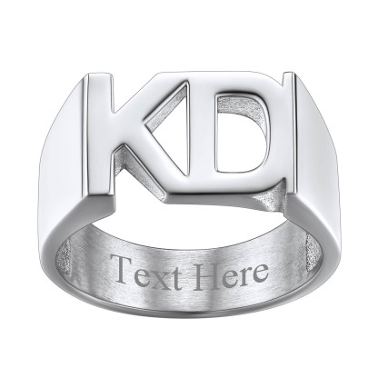 Custom Name Number Signet Rings for Women silver 2