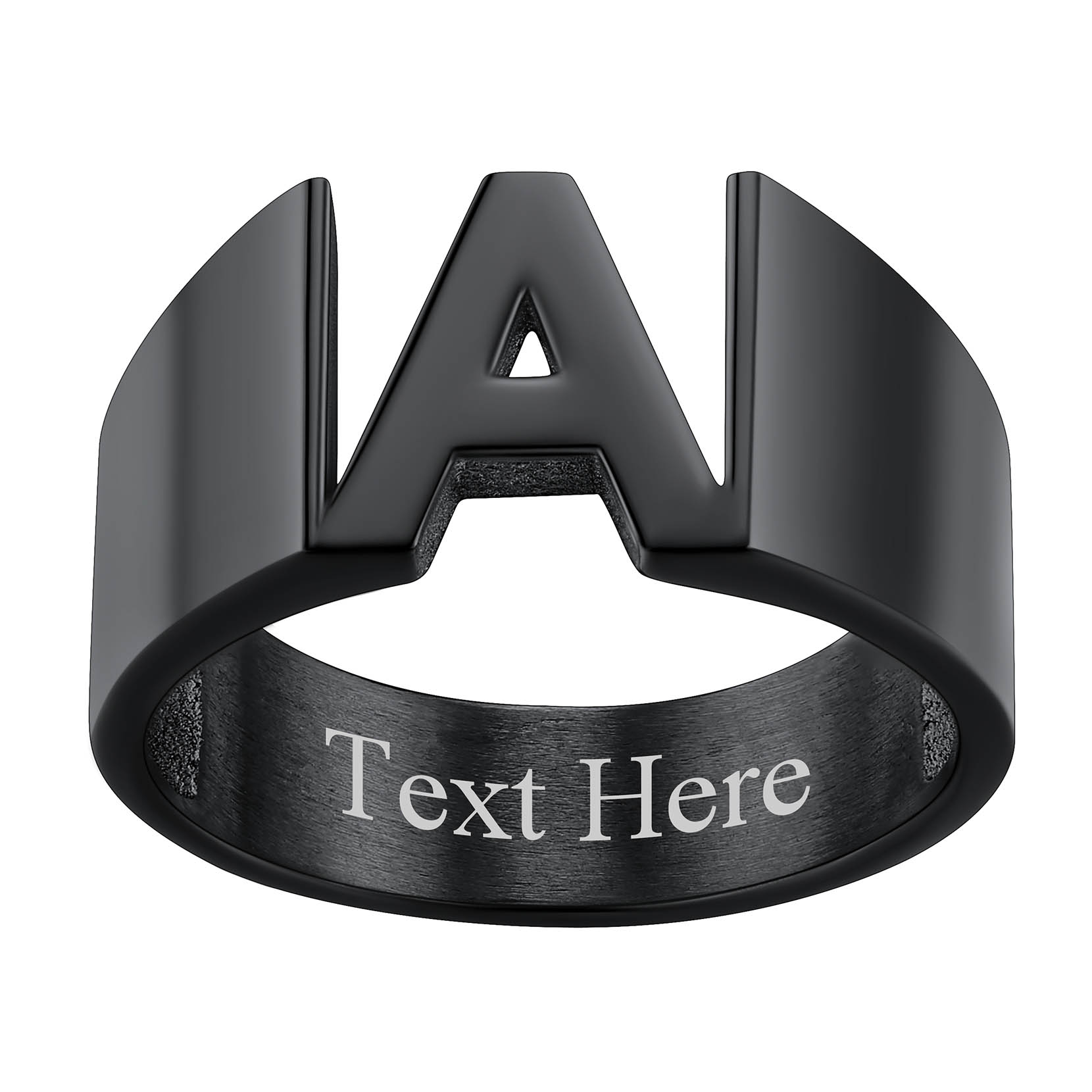 Custom Name Number Signet Rings for Women black 1