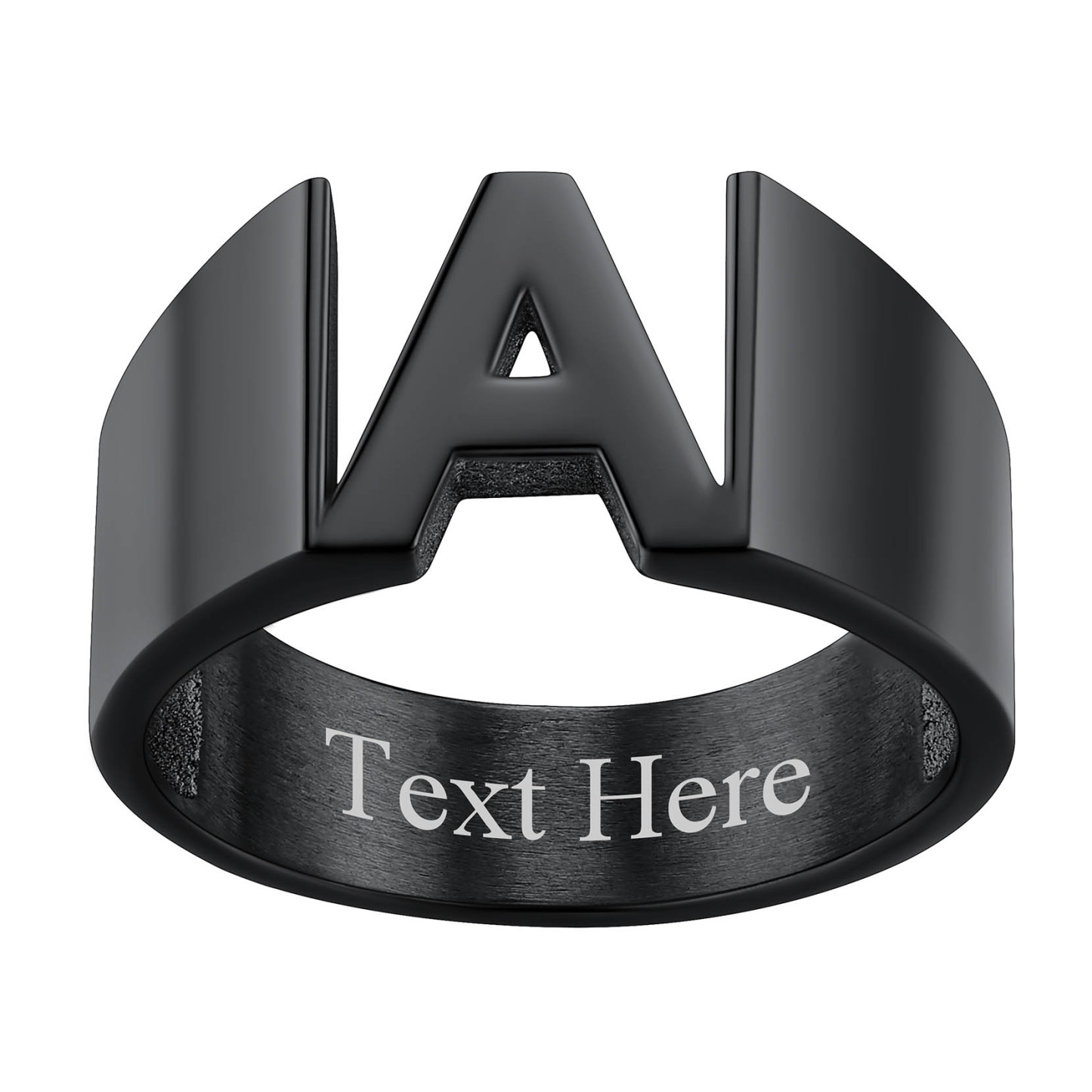 Custom Name Number Signet Rings for Women black 1