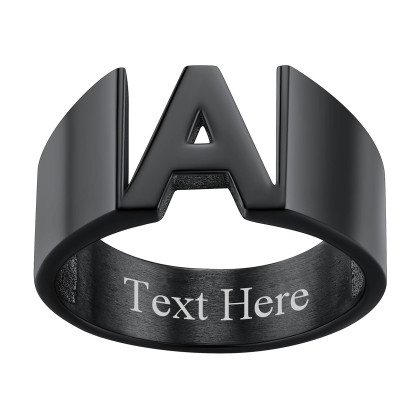 Custom Name Number Signet Rings for Women black 1