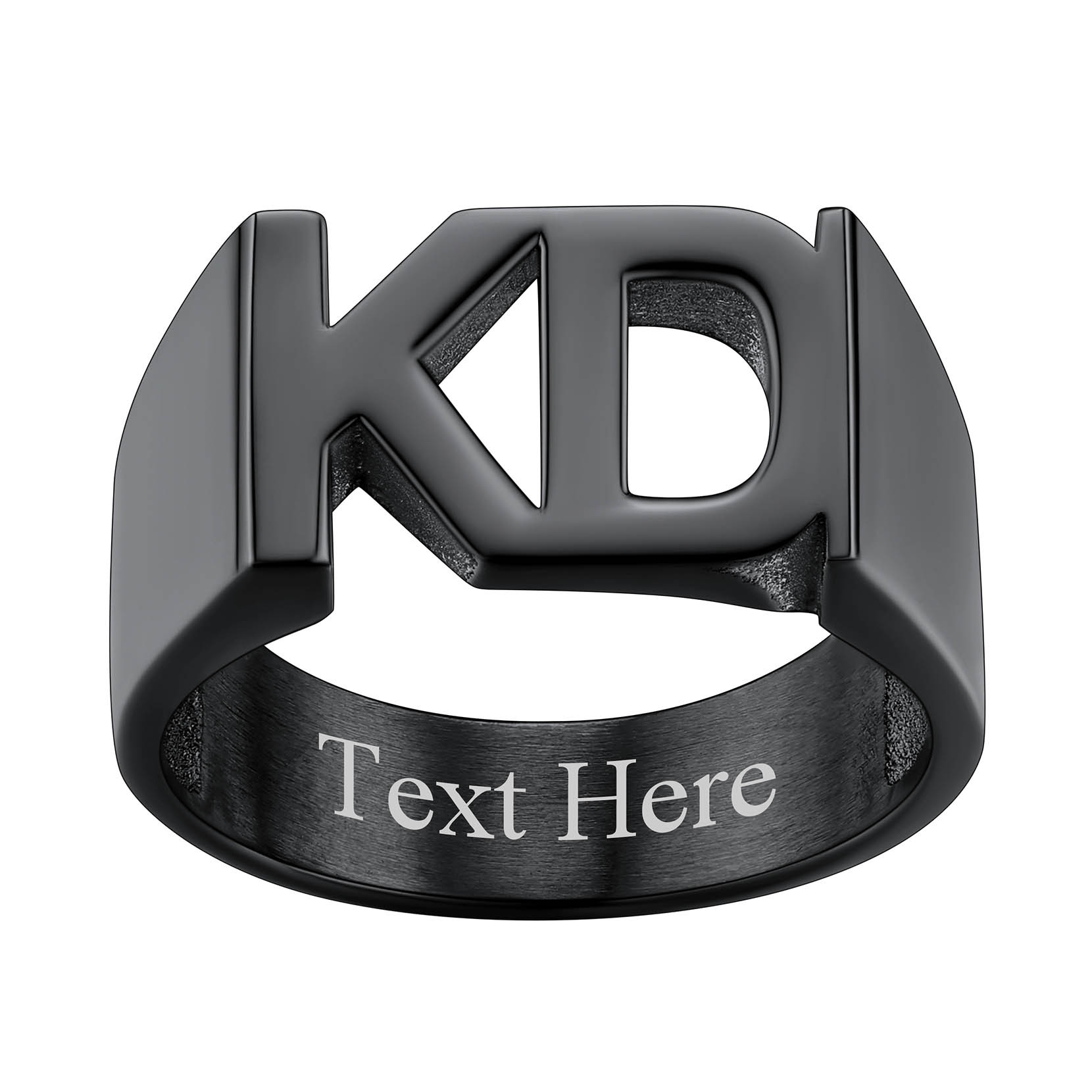 Custom Name Number Signet Rings for Women black 2