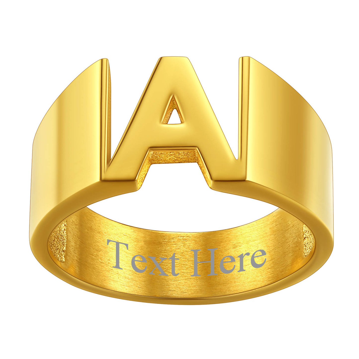 Custom Name Number Signet Rings for Women gold 1