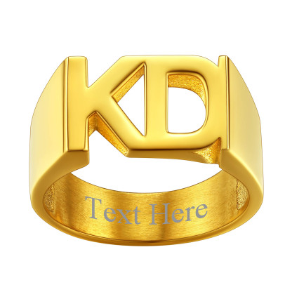 Custom Name Number Signet Rings for Women gold 2