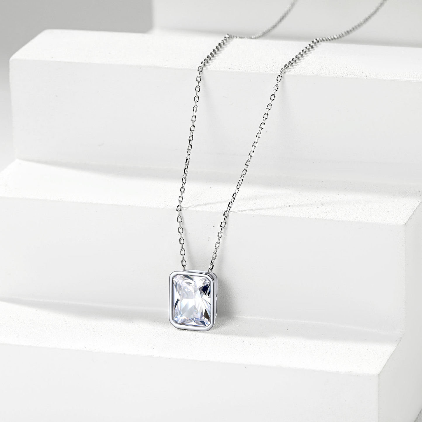 Rectangle T-Shaped Pendant Necklace 