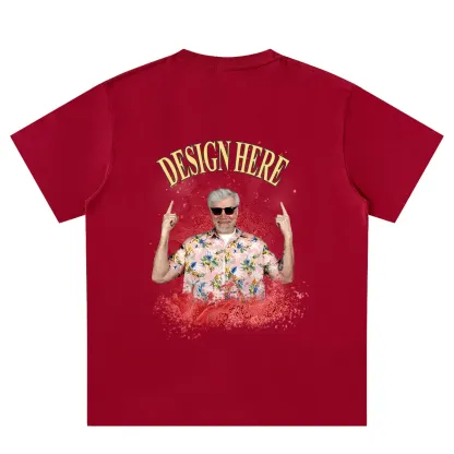 Dark Red back Custom Photo and Text T-Shirts