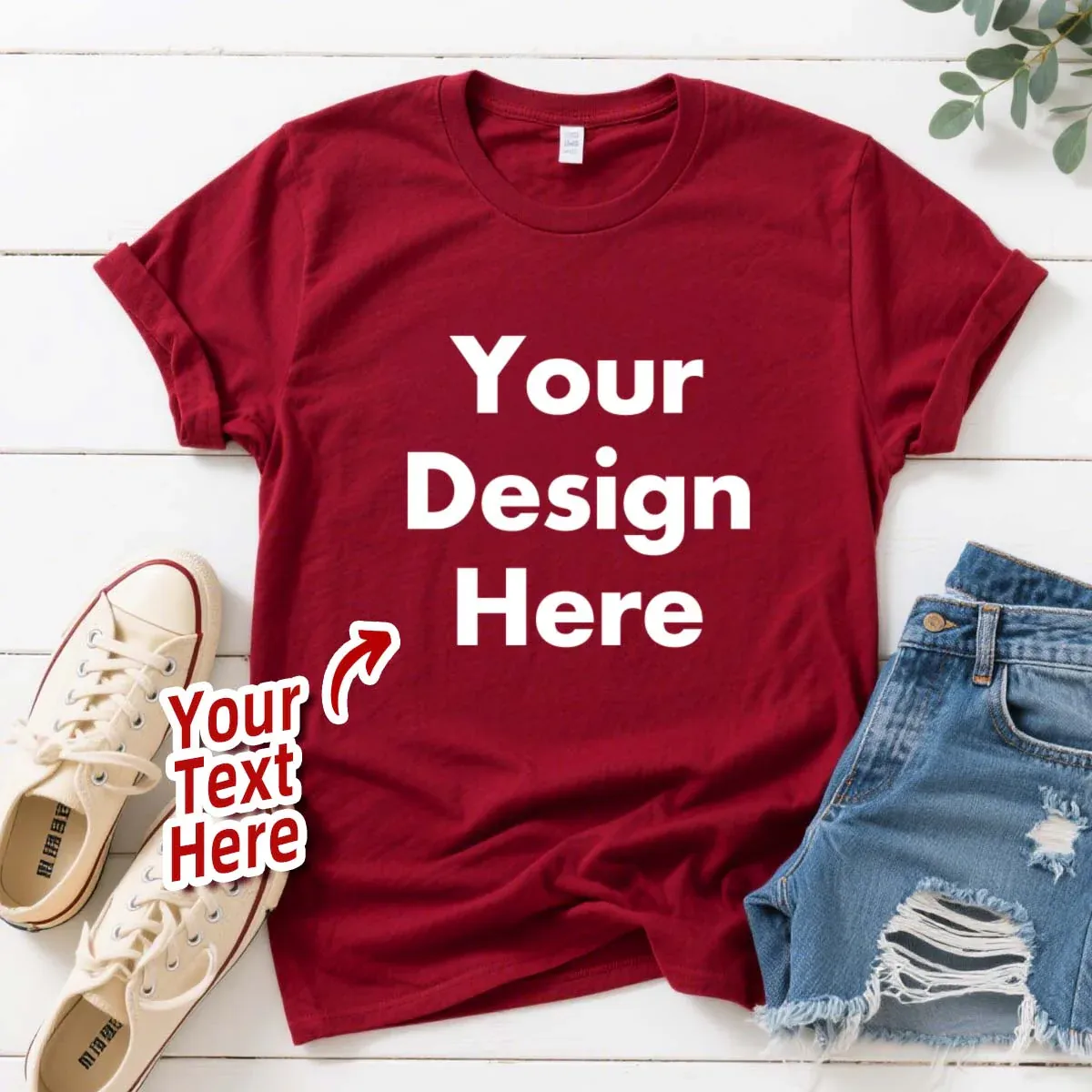 Custom Text T-Shirt red