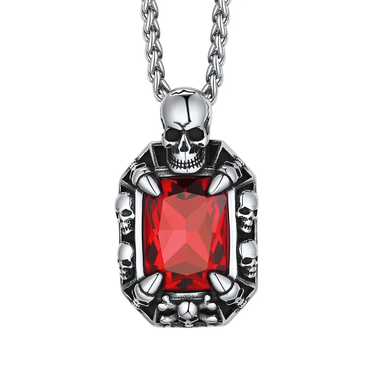Gothic Stone Skull Necklace