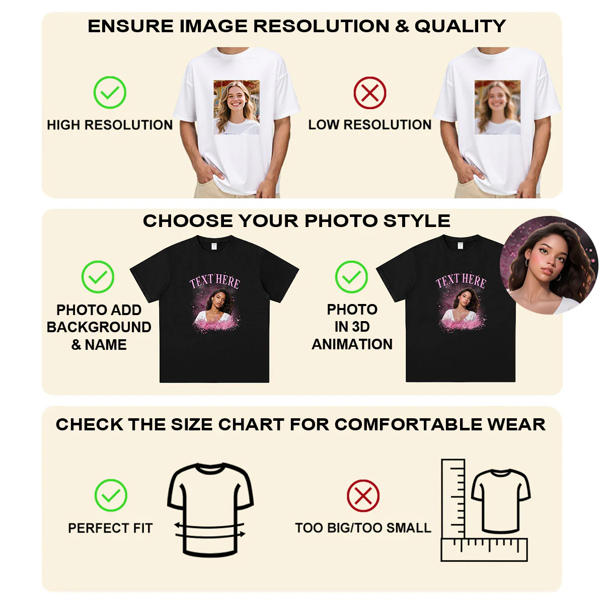 Red cusotm Photo and Text T-Shirts Detail