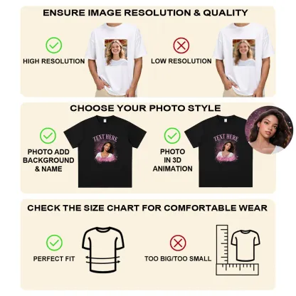 Red cusotm Photo and Text T-Shirts Detail