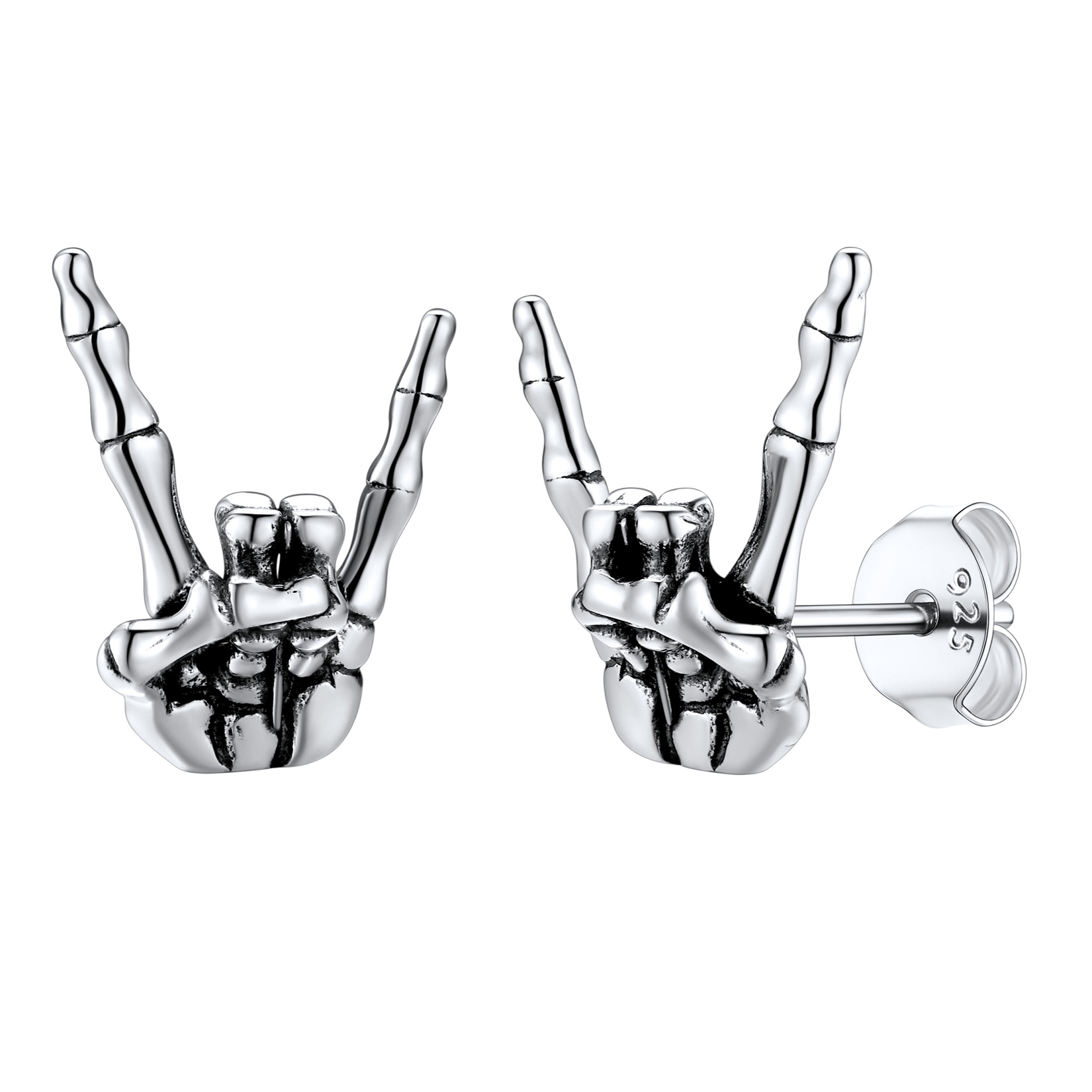 Rock Hand Skeleton Stud Earrings for Men