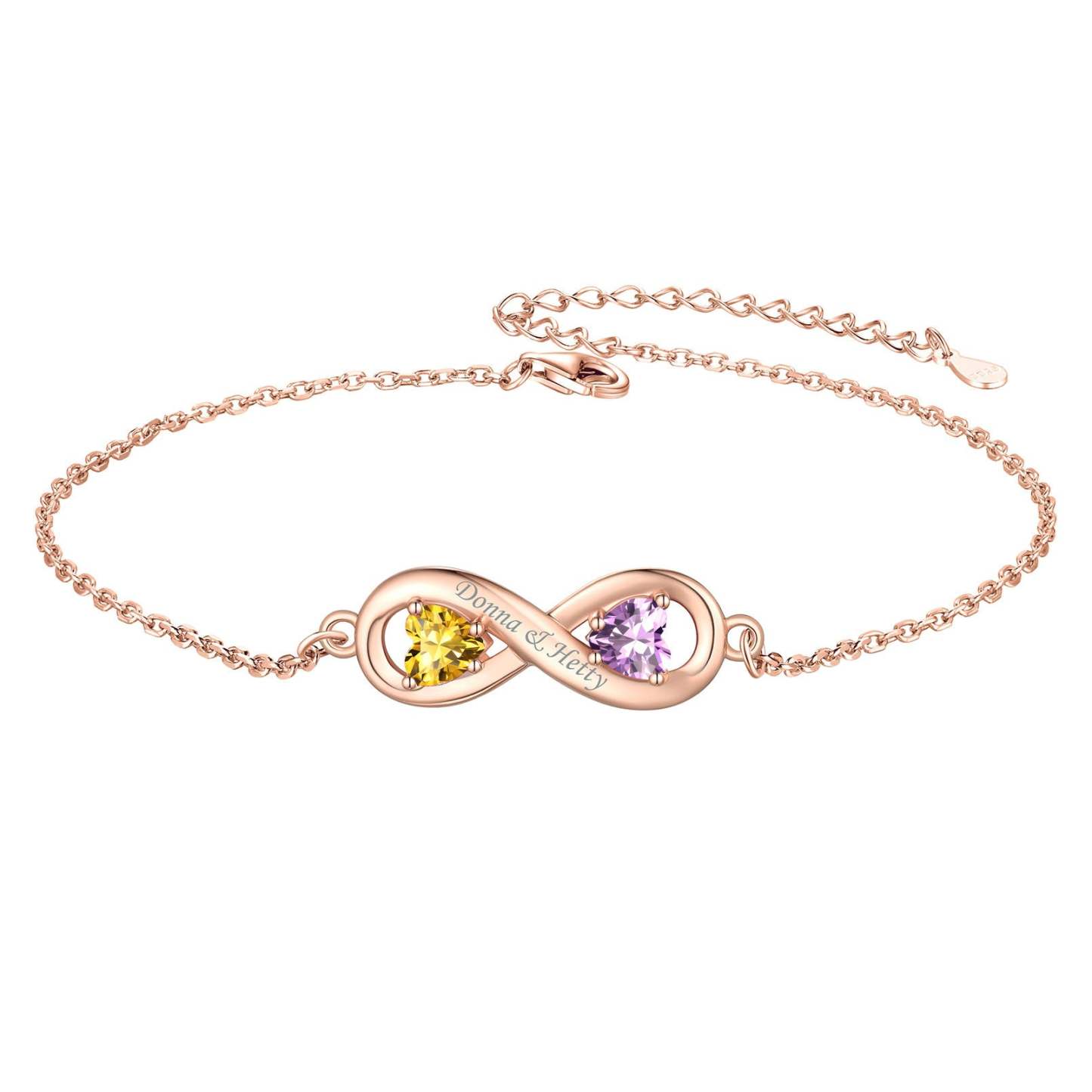Personalized Birthstone Infinity Ankle Bracelet rose gold