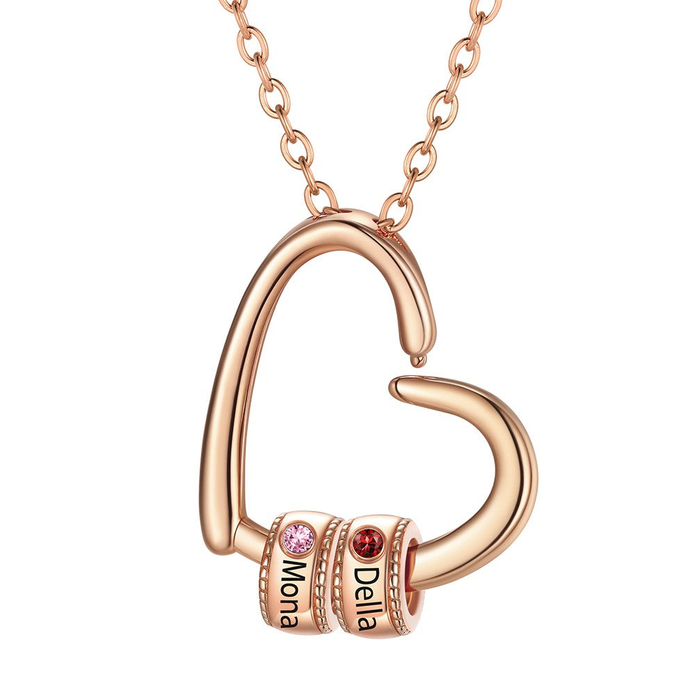 Personalized 1-4 Name Birthstone Bead Mom Necklace | Mother's Day Gift  rose gold 2