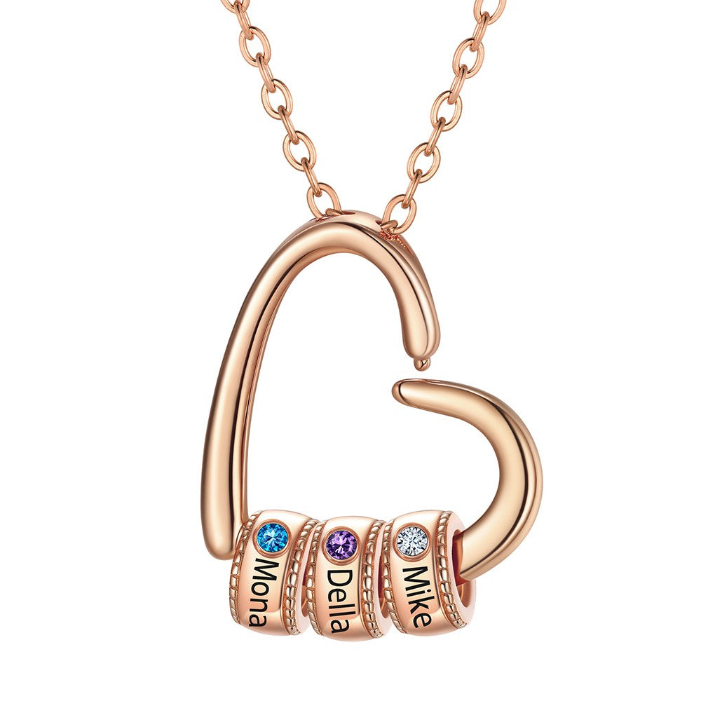 Personalized 1-4 Name Birthstone Bead Mom Necklace | Mother's Day Gift  rose gold 3