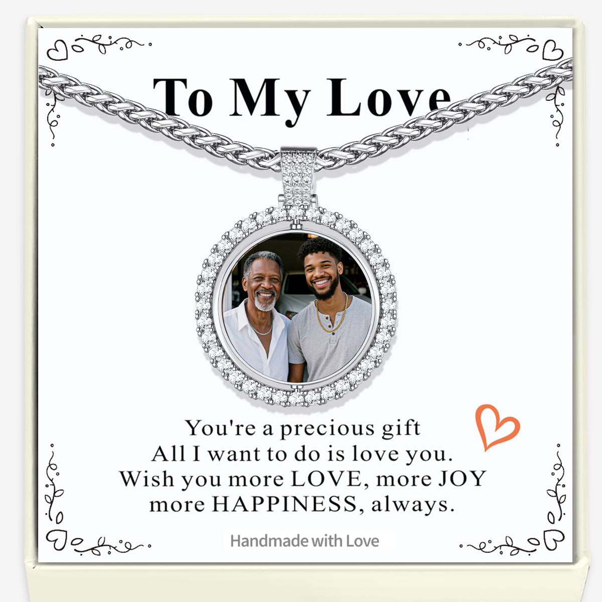 Rotatable Double Side Round Photo Necklace