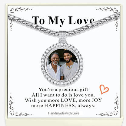 Rotatable Double Side Round Photo Necklace