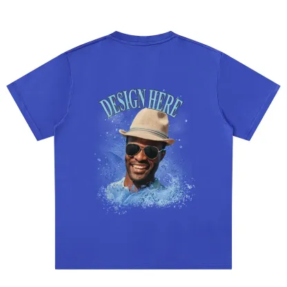 Royal Blue back Custom Photo T-Shirts 