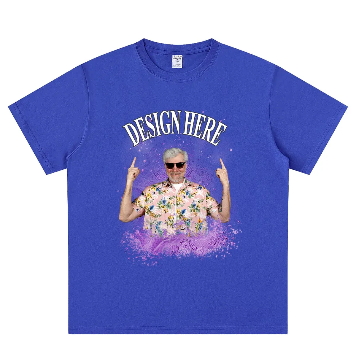 Royal Blue front Custom Photo and Text T-Shirts