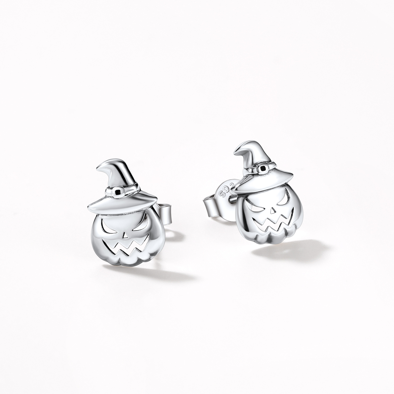 Silver Pumpkin Jack Earrings 