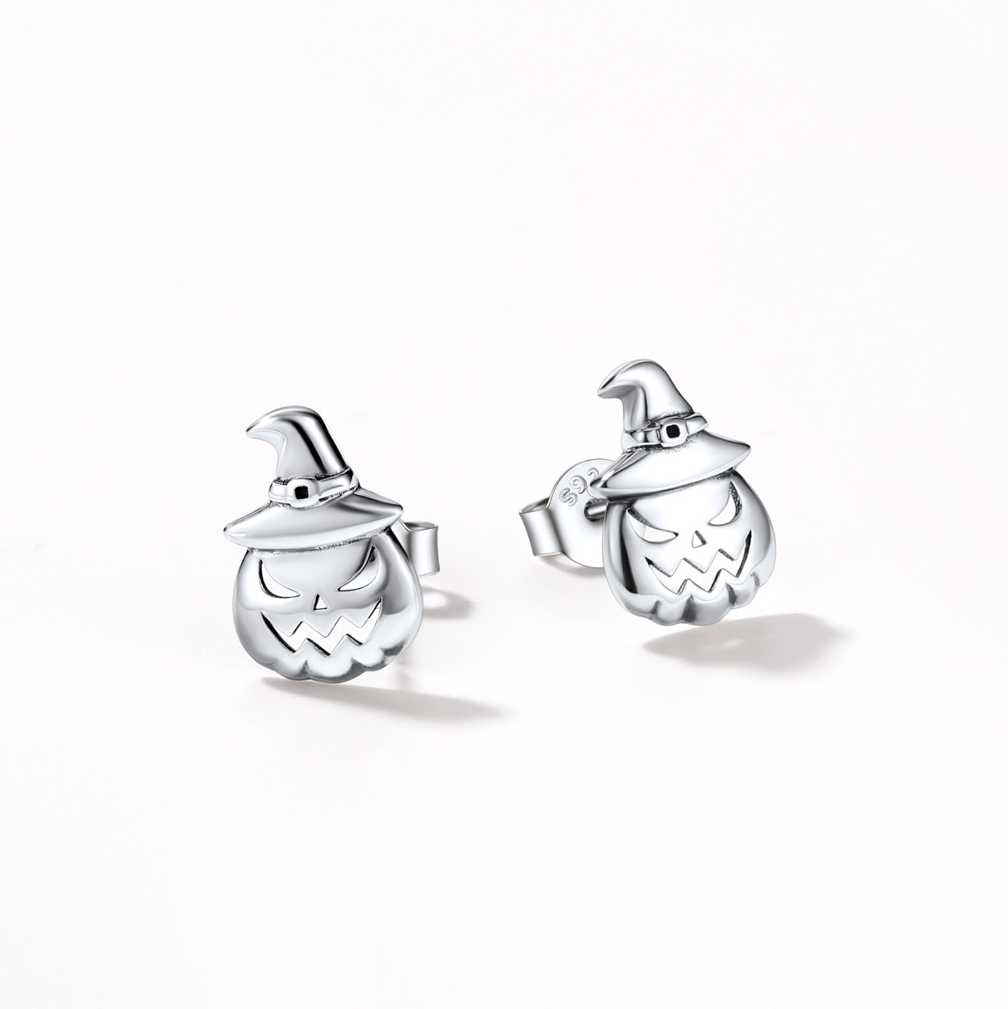 Silver Pumpkin Jack Earrings 