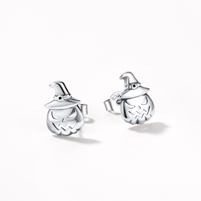 Silver Pumpkin Jack Earrings 