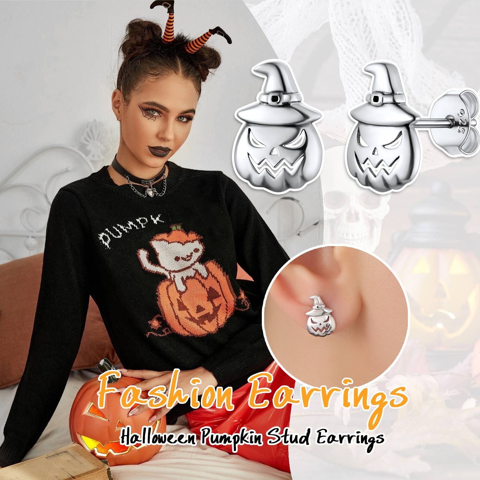 S925 Silver Pumpkin Earrings