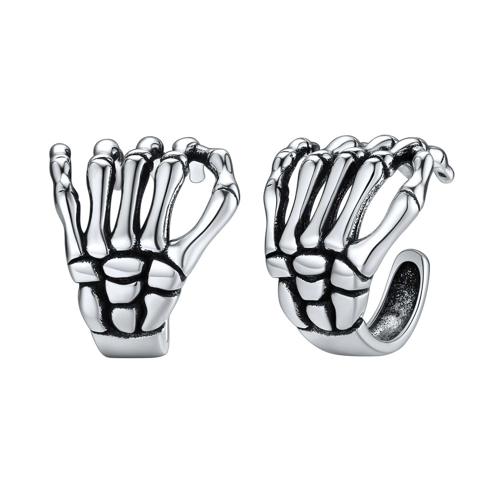 S925 Skeleton Hand Ear Cuffs Non-Pierced Gothic Halloween Jewelry