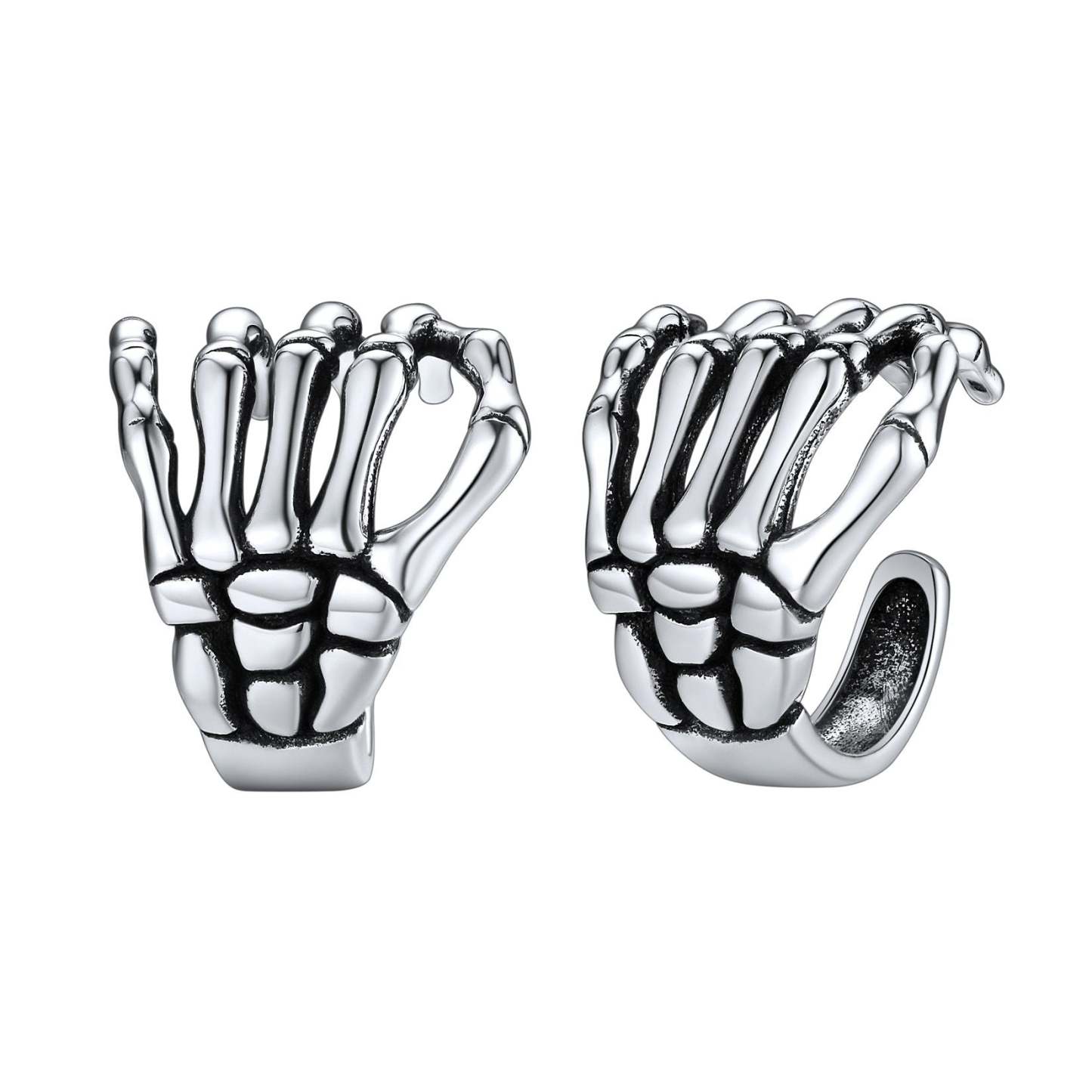 S925 Skeleton Hand Ear Cuffs Non-Pierced Gothic Halloween Jewelry