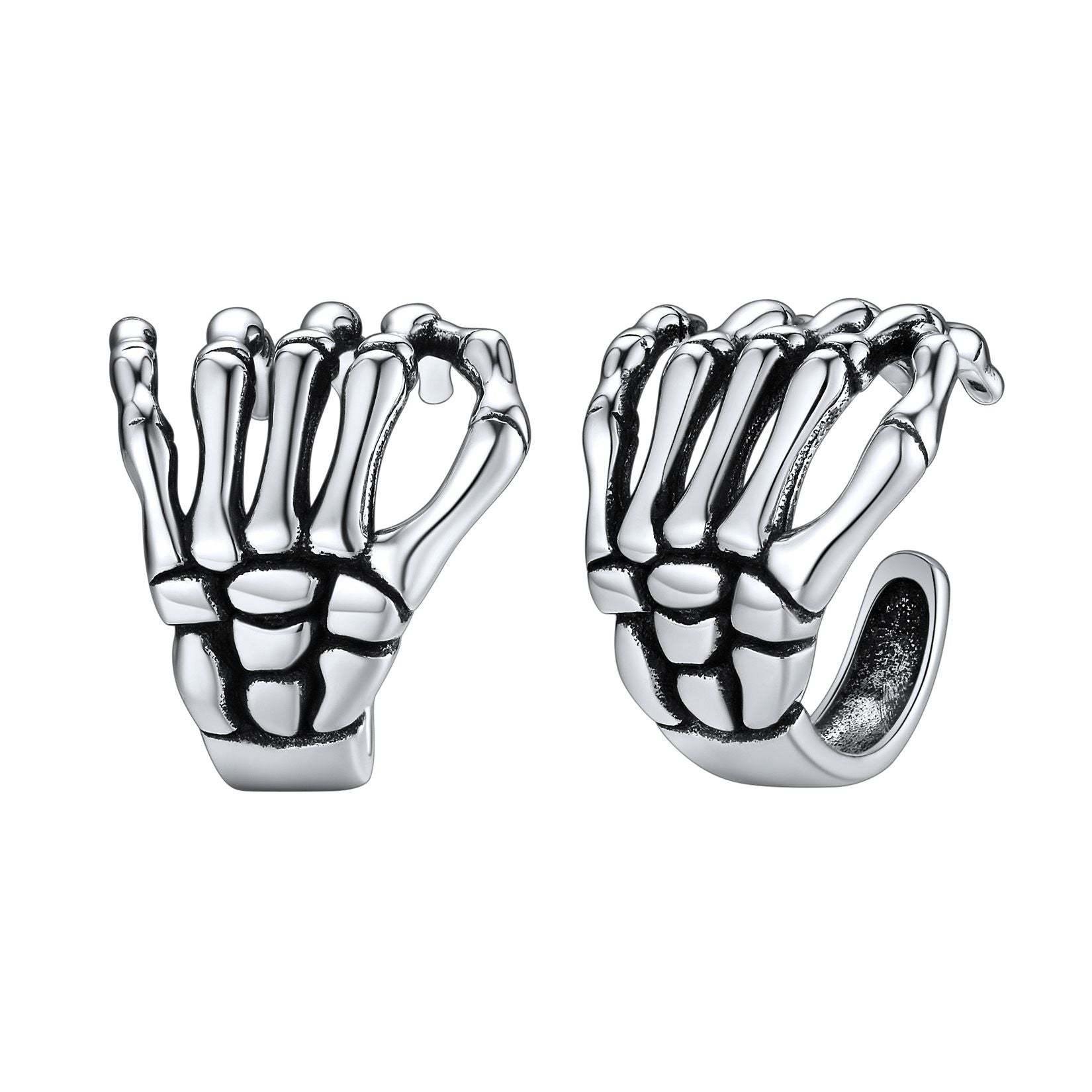 S925 Skeleton Hand Ear Cuffs Non-Pierced Gothic Halloween Jewelry