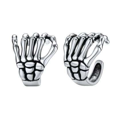 S925 Skeleton Hand Ear Cuffs Non-Pierced Gothic Halloween Jewelry