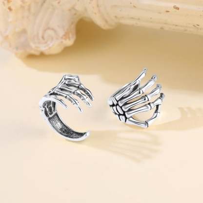 S925 Skeleton Hand Ear Cuffs Gothic Halloween Jewelry