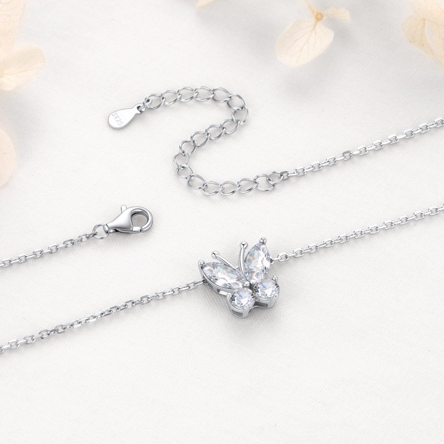 Butterfly Birthstone Sterling Silver Anklet For Women detail