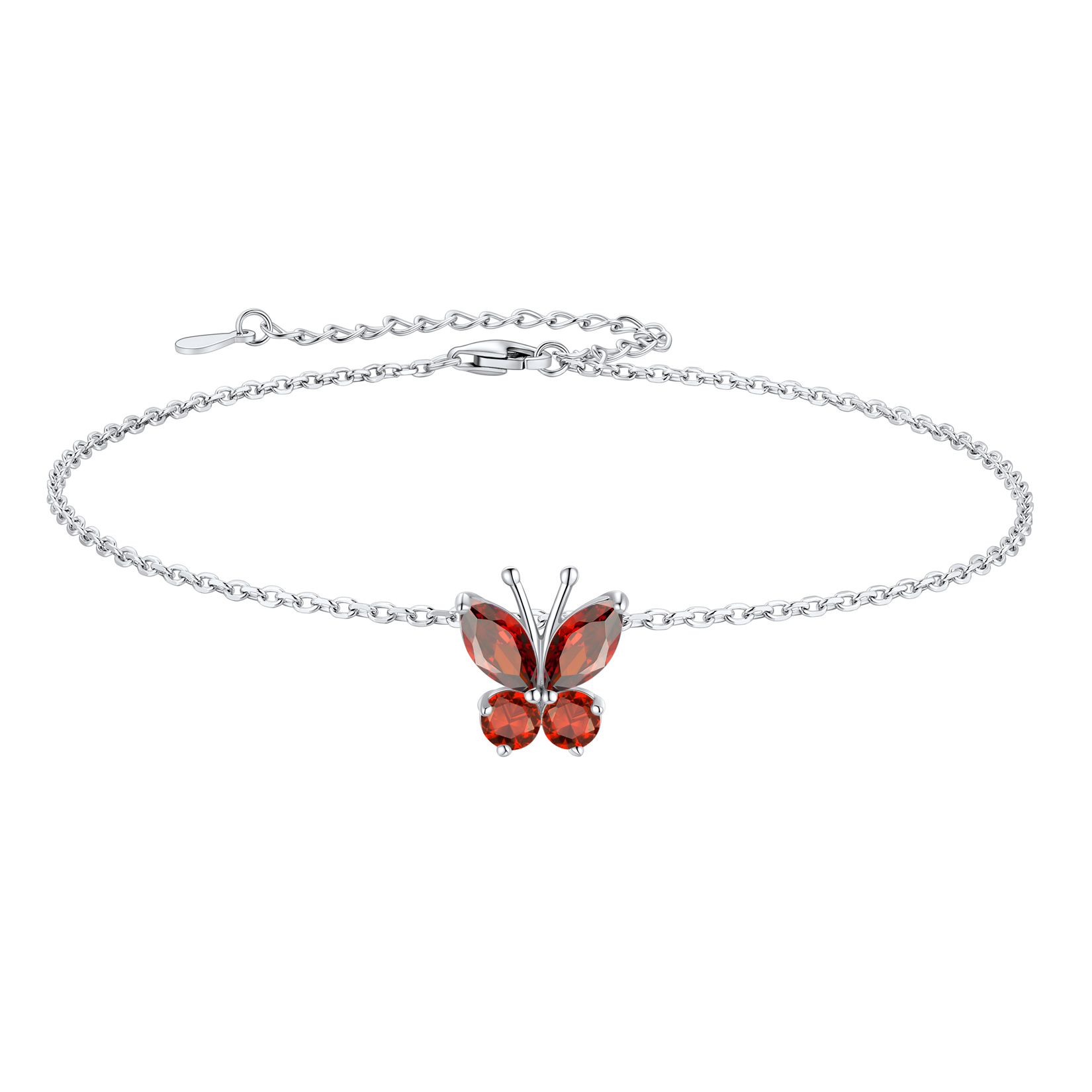 Cute Butterfly Birthstone Sterling Silver Anklet For Women Jul
