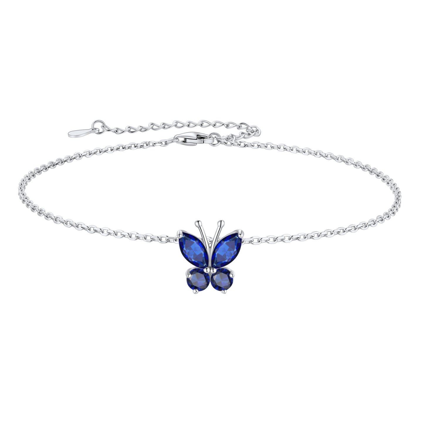 Cute Butterfly Birthstone Sterling Silver Anklet For Women Sep
