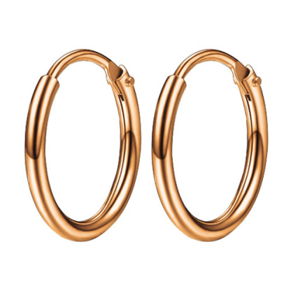 Sterling Silver Circle Huggie Round Hoops Earrings for Women rose gold