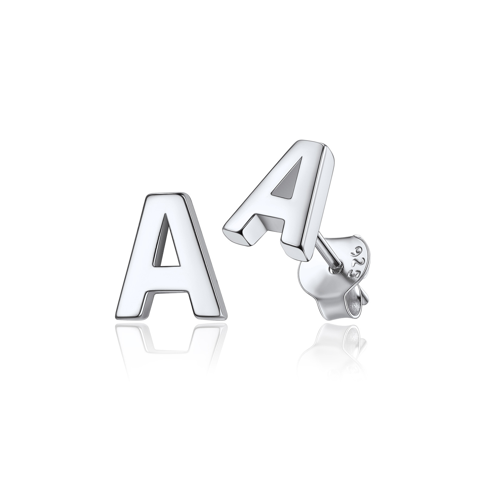 A-Z Dainty Letter 925 Sterling Silver Initial Stud Earrings for Women 
