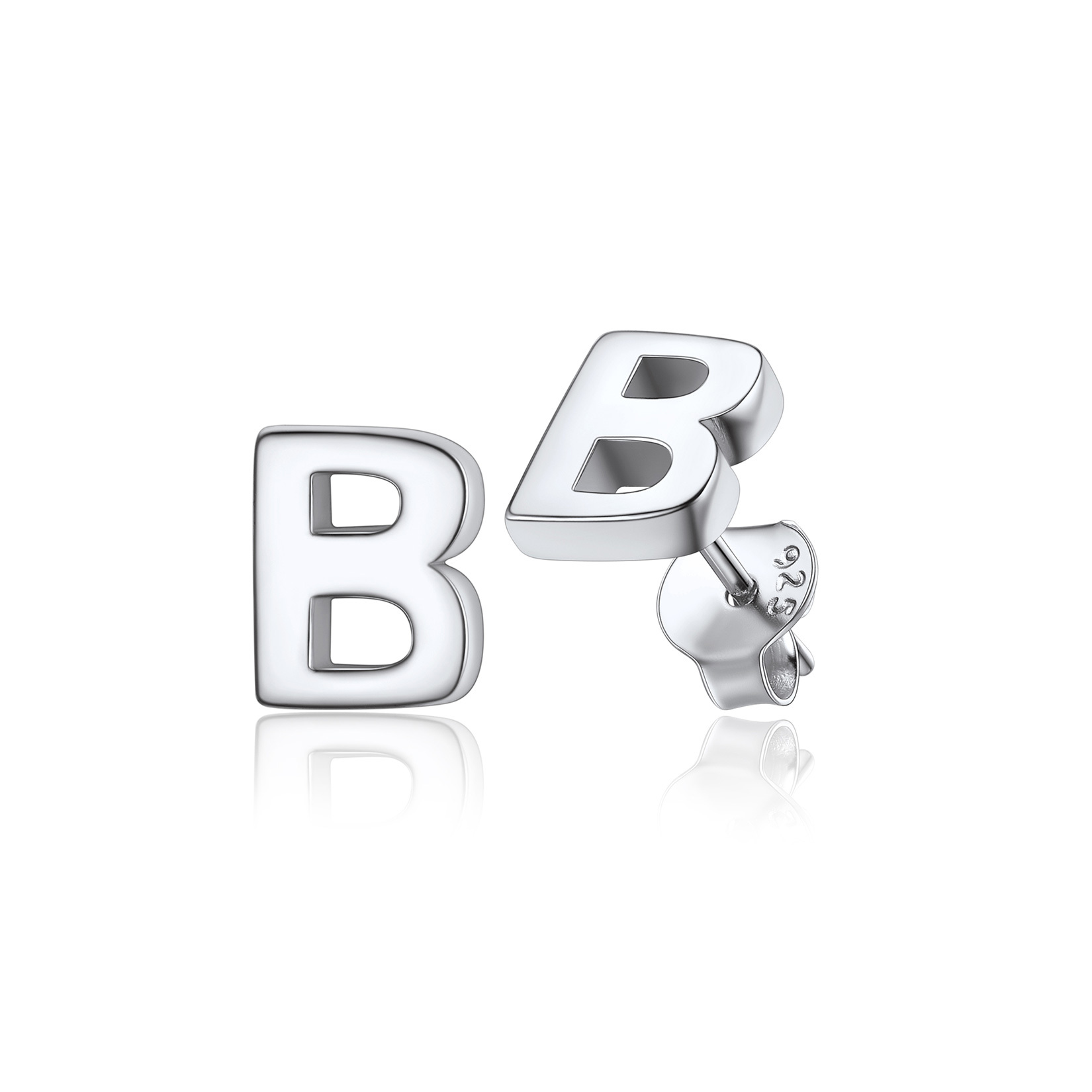  Sterling Silver A-Z Dainty Letter Initial Stud Earrings for Women
