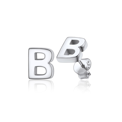  Sterling Silver A-Z Dainty Letter Initial Stud Earrings for Women