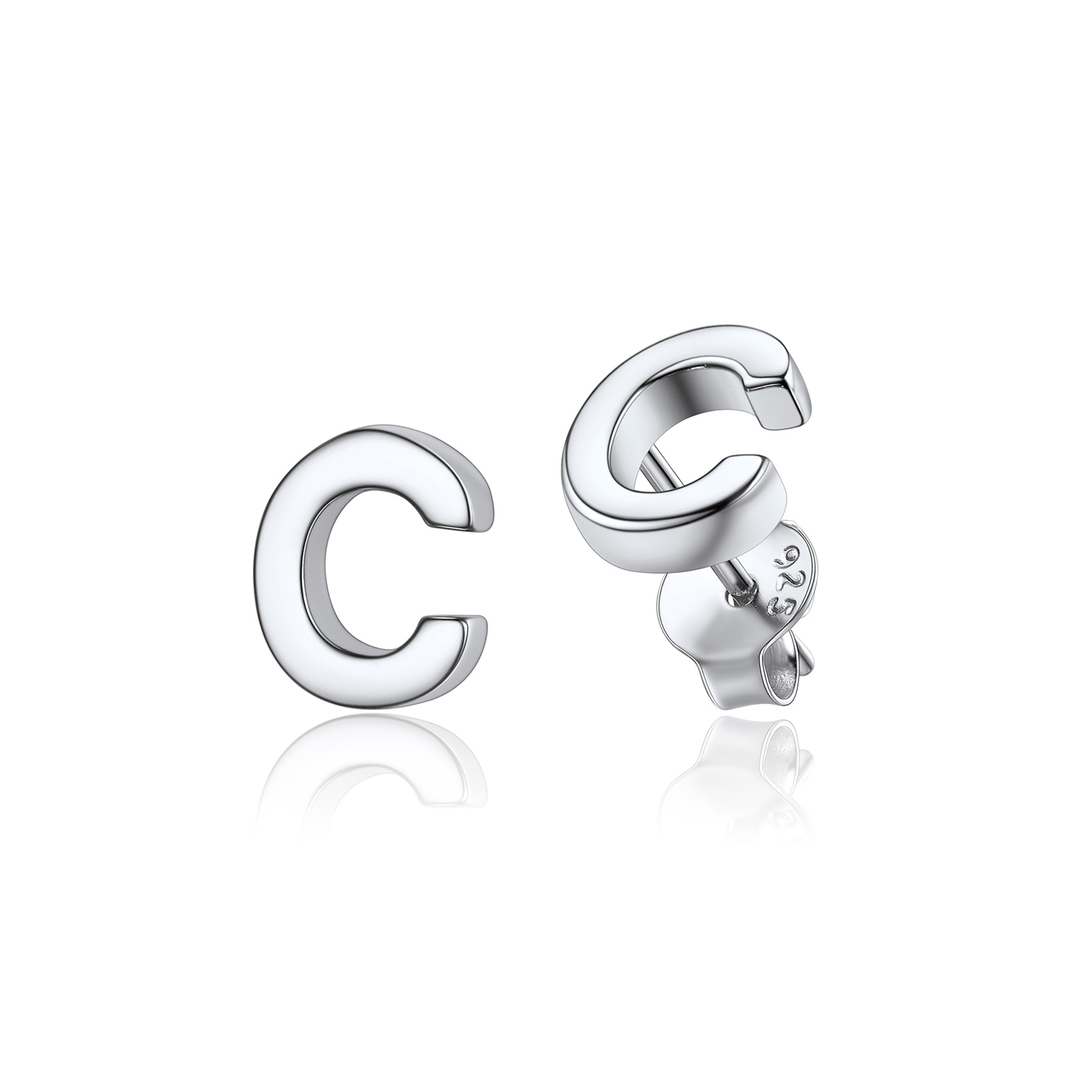  Sterling Silver A-Z Dainty Letter Initial Stud Earrings for Women