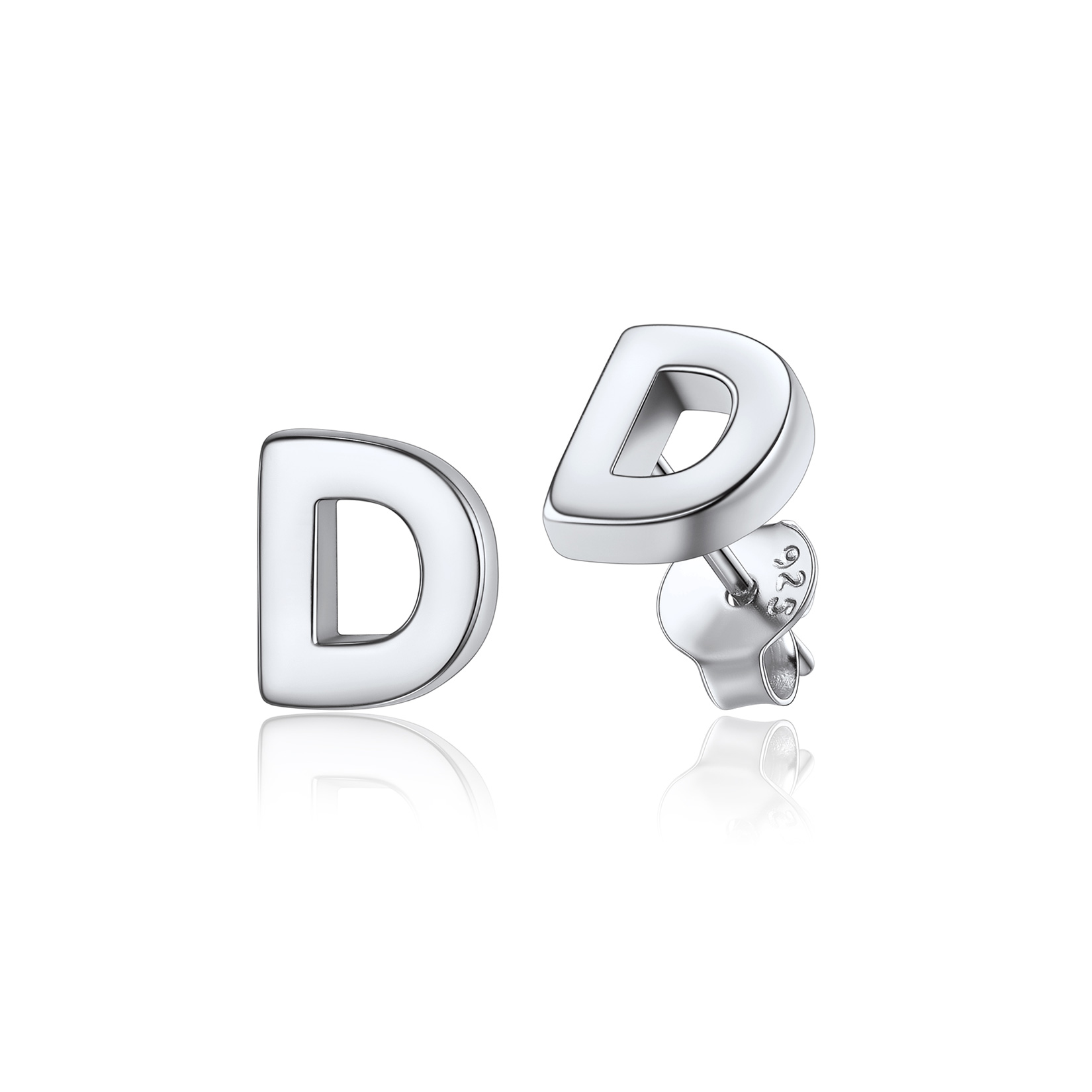  Sterling Silver A-Z Dainty Letter Initial Stud Earrings for Women