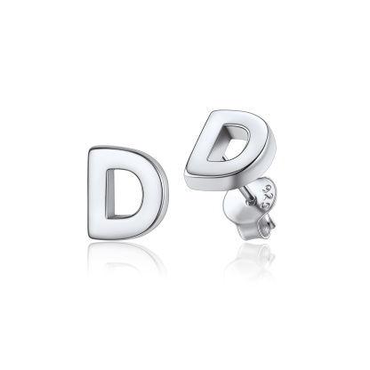  Sterling Silver A-Z Dainty Letter Initial Stud Earrings for Women