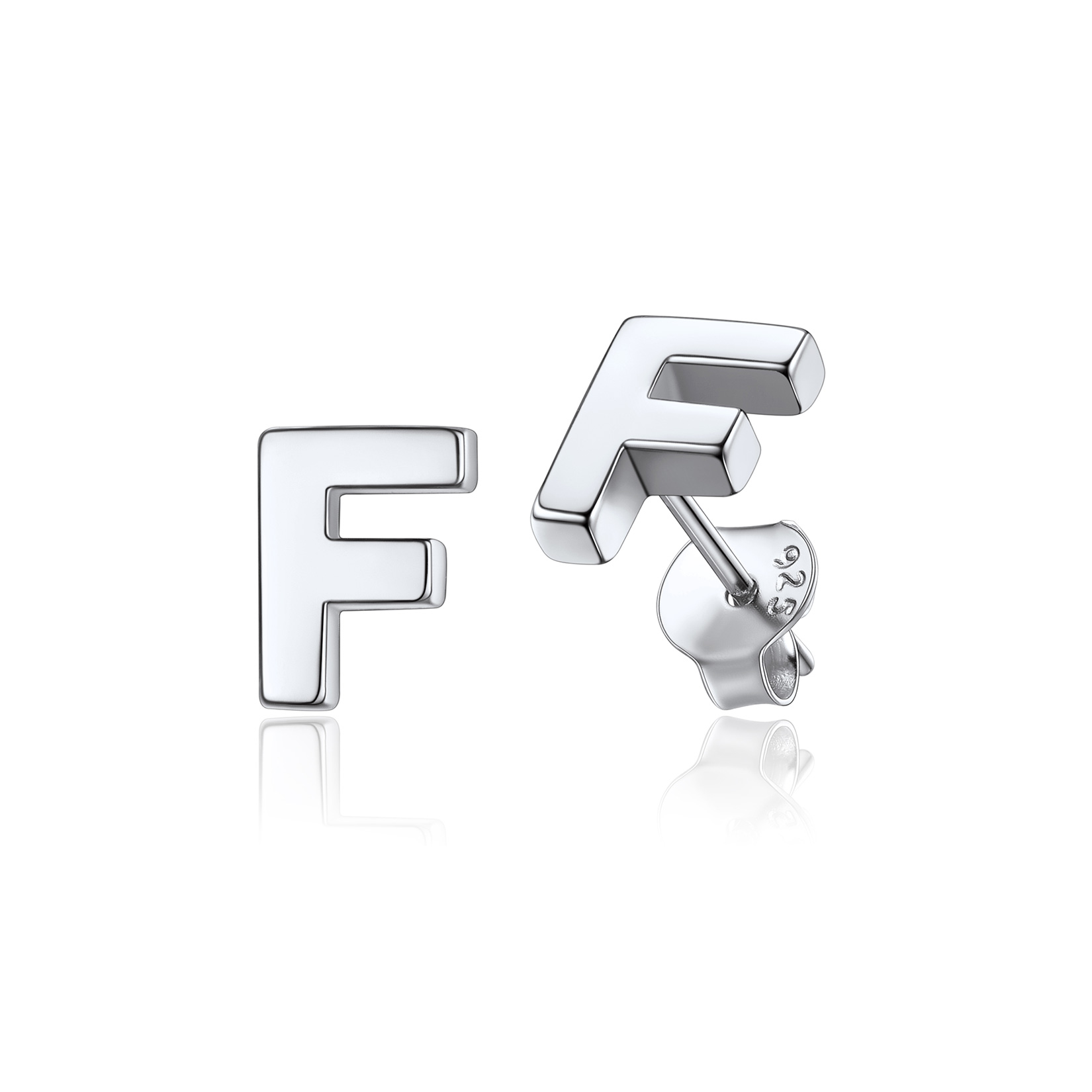  Sterling Silver A-Z Dainty Letter Initial Stud Earrings for Women