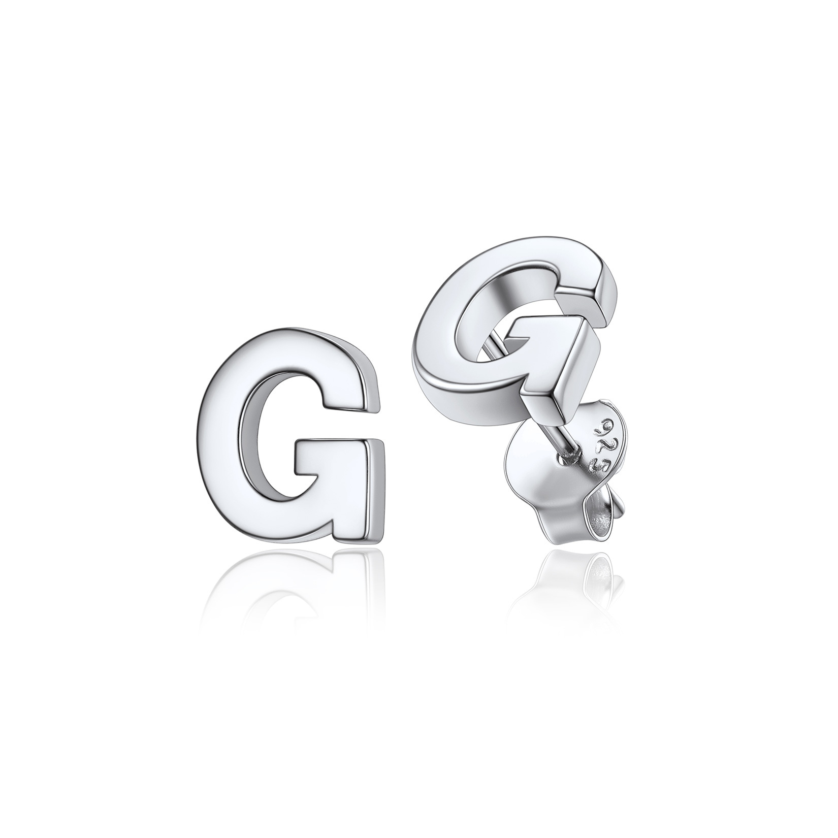  Sterling Silver A-Z Dainty Letter Initial Stud Earrings for Women