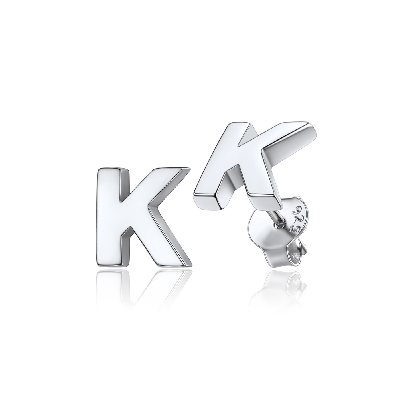  Sterling Silver A-Z Dainty Letter Initial Stud Earrings for Women