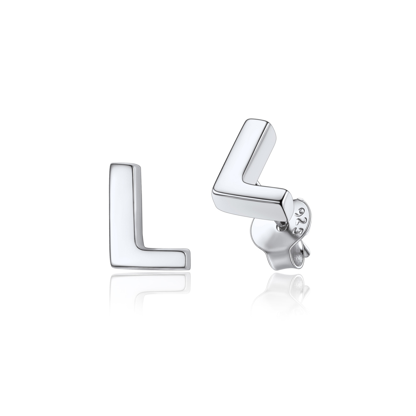  Sterling Silver A-Z Dainty Letter Initial Stud Earrings for Women